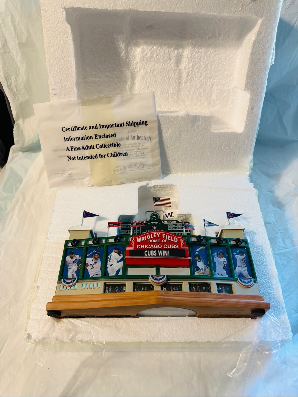 Hawthorne Village Wrigley Field Cubs World Series Champions Musical Lighted COA